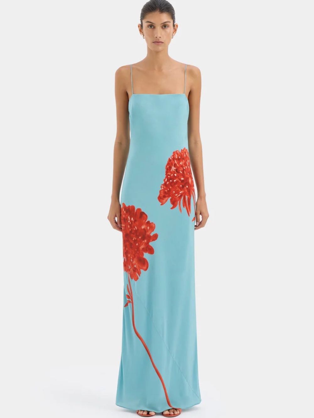 SIR. Amelie Slip Dress Flore Silk Maxi Dress US 4